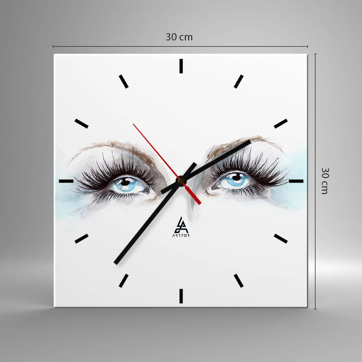 Relógio de parede - Relógio em vidro - Olhos de anjo? - 30x30 cm