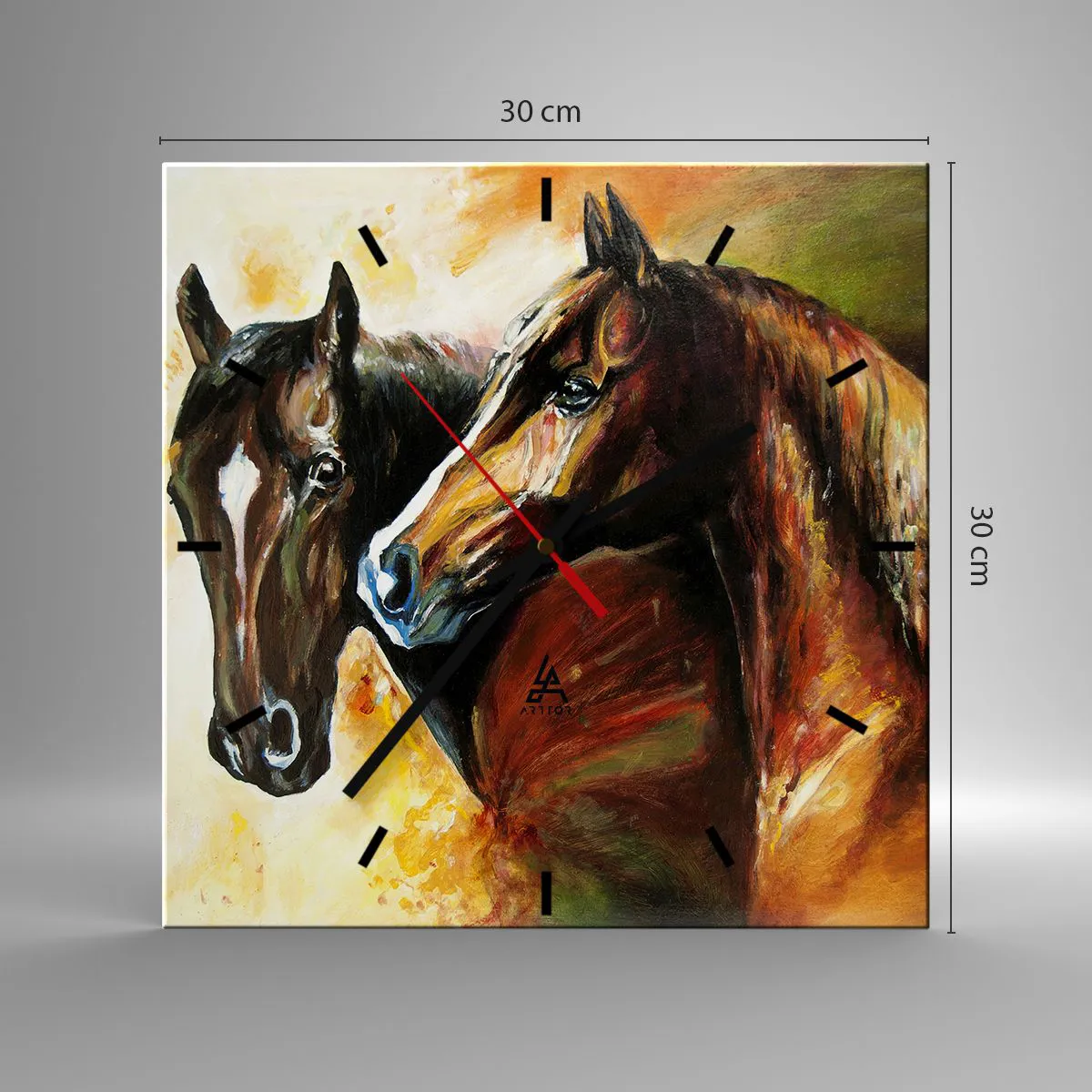 Wall clock - Clock on glass - Twice More Charm - 30x30 cm