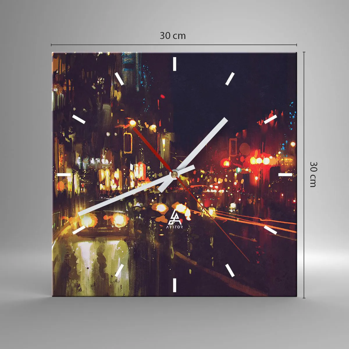 Ceas de perete - Ceas pe sticlă - Scufundat în lumina nopții - 30x30 cm