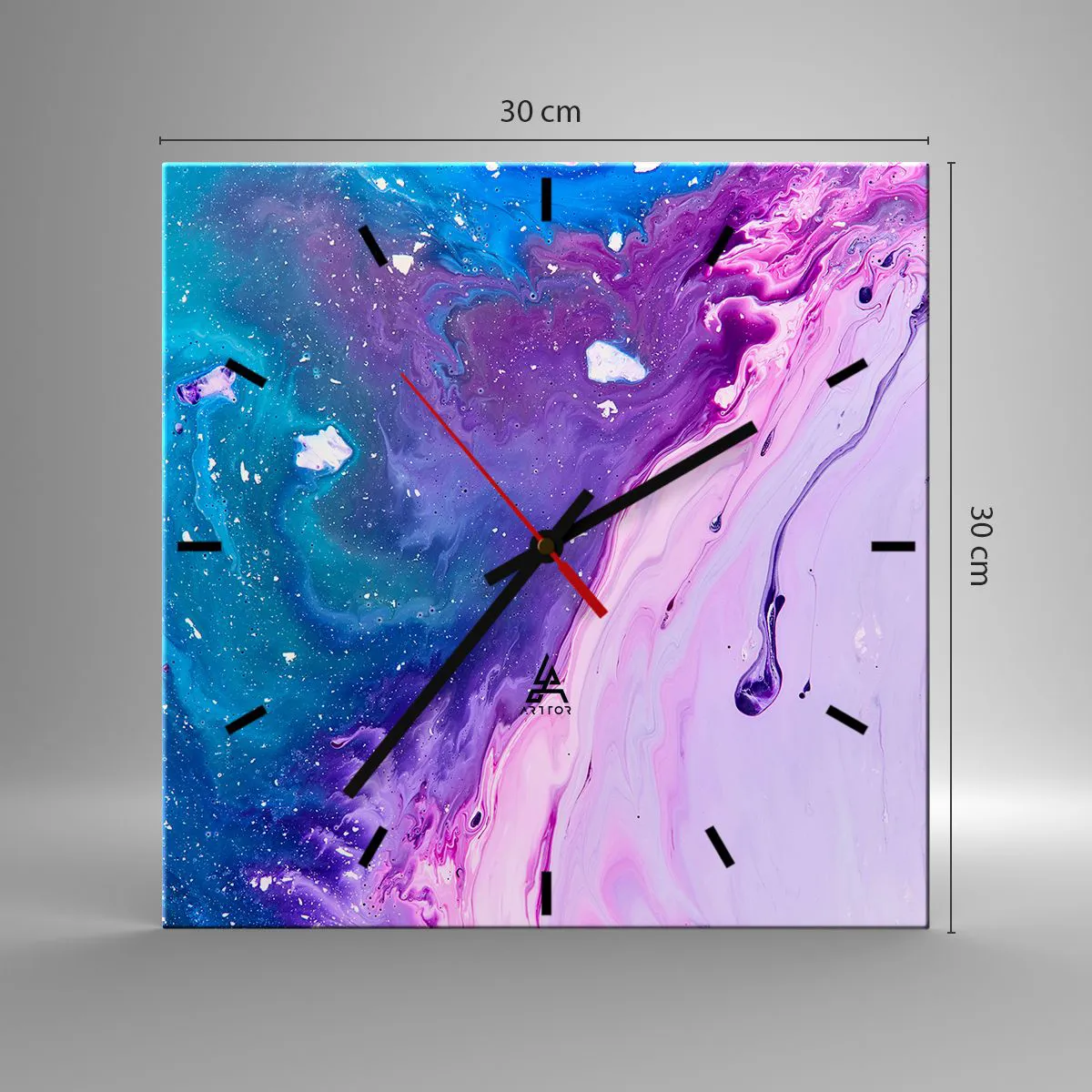 Relógio de parede - Relógio em vidro - Yin e yang - 30x30 cm