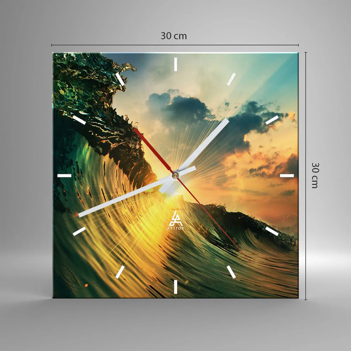 Wall clock - Clock on glass - Surfer, Where Are You? - 30x30 cm
