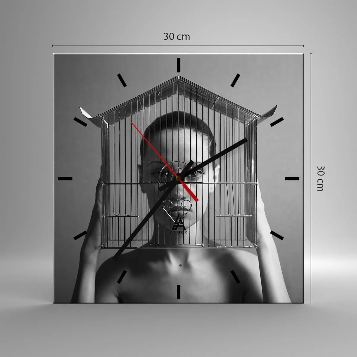 Ceas de perete - Ceas pe sticlă - Un portret oarecum suprarealist - 30x30 cm
