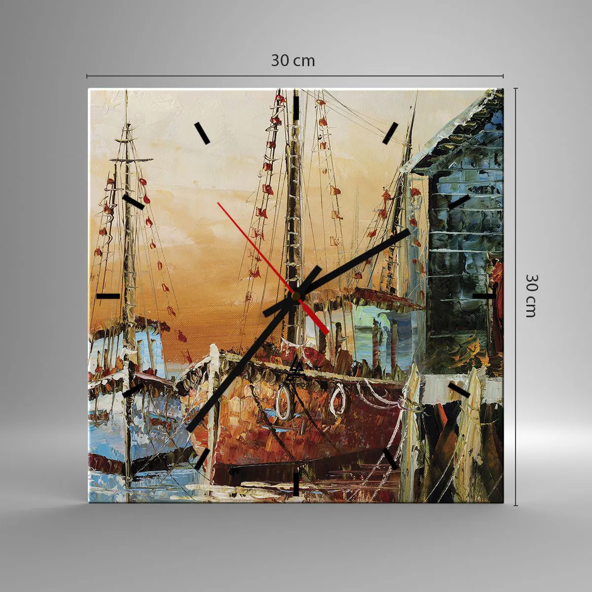 Ceas de perete - Ceas pe sticlă - Întoarcere pașnică - 30x30 cm