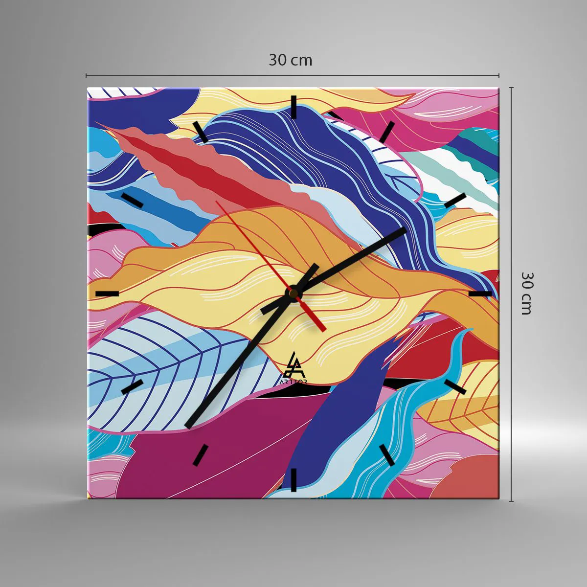 Wall clock - Clock on glass - Queen of Mess - 30x30 cm