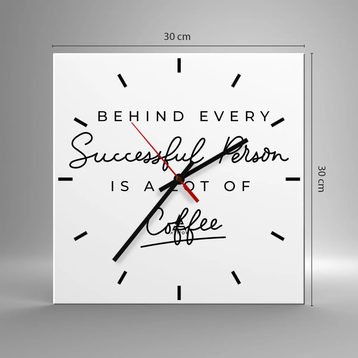 Ceas de perete - Ceas pe sticlă - Secretul succesului - 30x30 cm