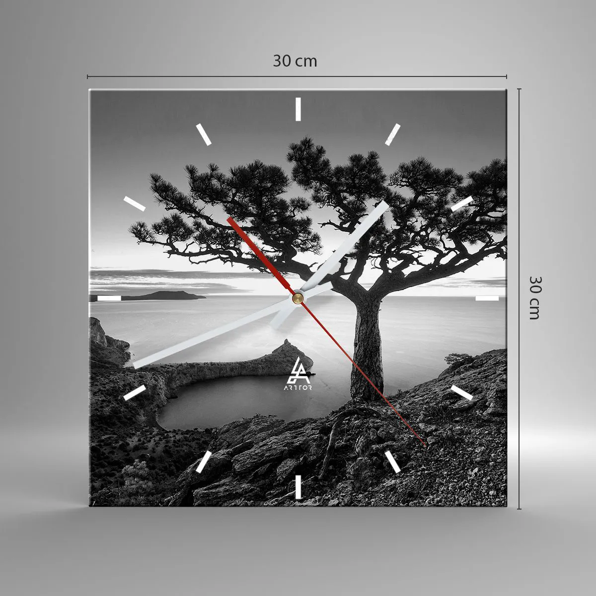 Relógio de parede - Relógio em vidro - Paz até ao horizonte - 30x30 cm