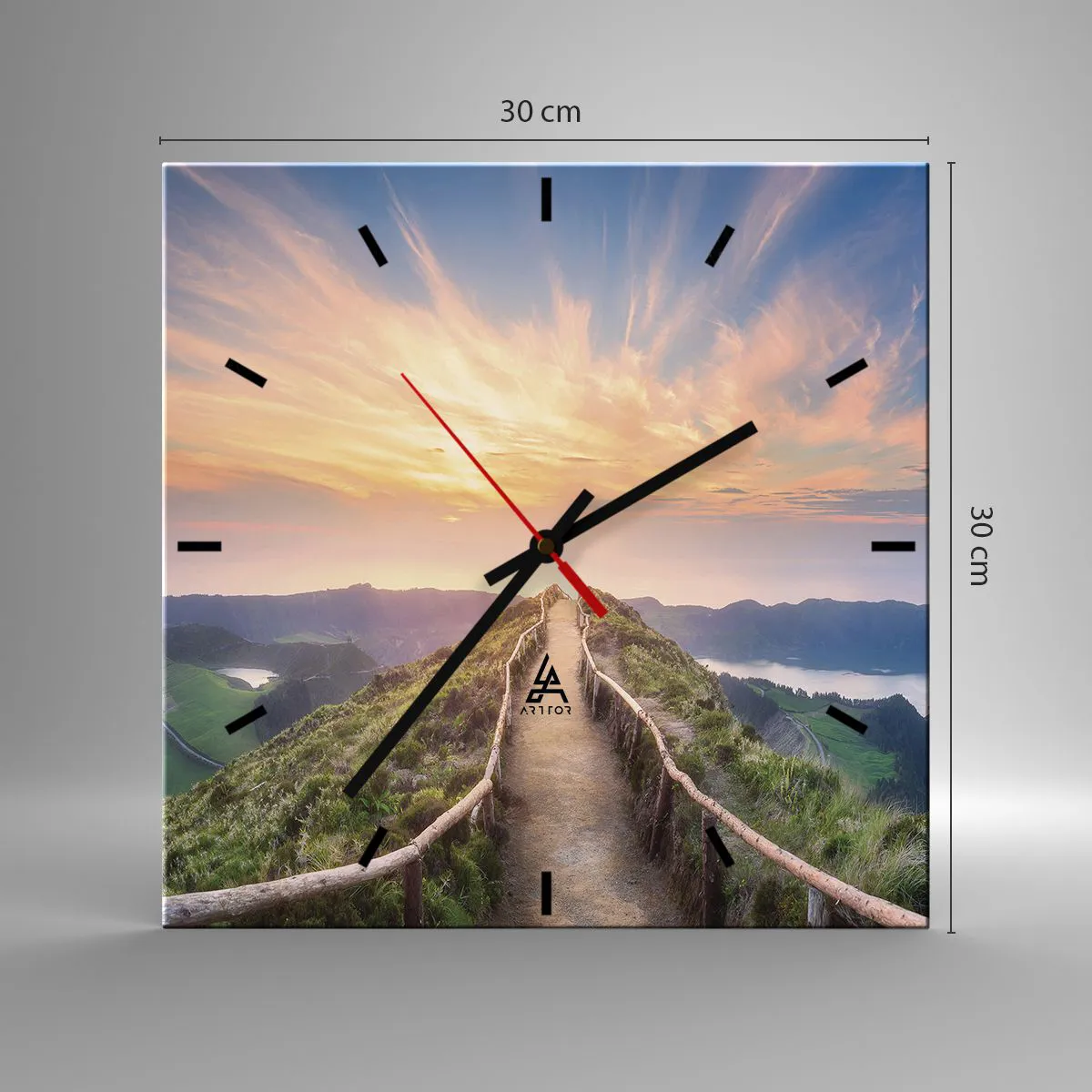 Ceas de perete - Ceas pe sticlă - Aproape de cer - 30x30 cm