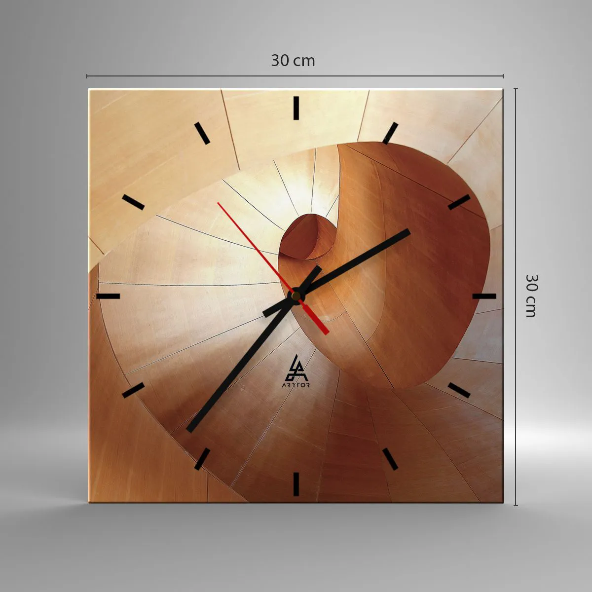 Wall clock - Clock on glass - Architectural Serpentine - 30x30 cm