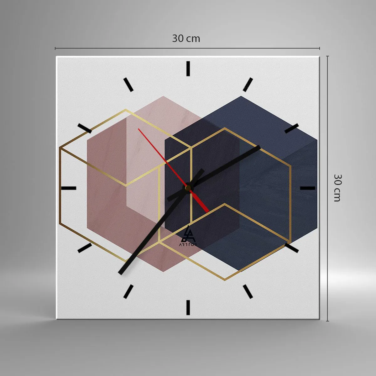 Ceas de perete - Ceas pe sticlă - Puterea simplității - 30x30 cm