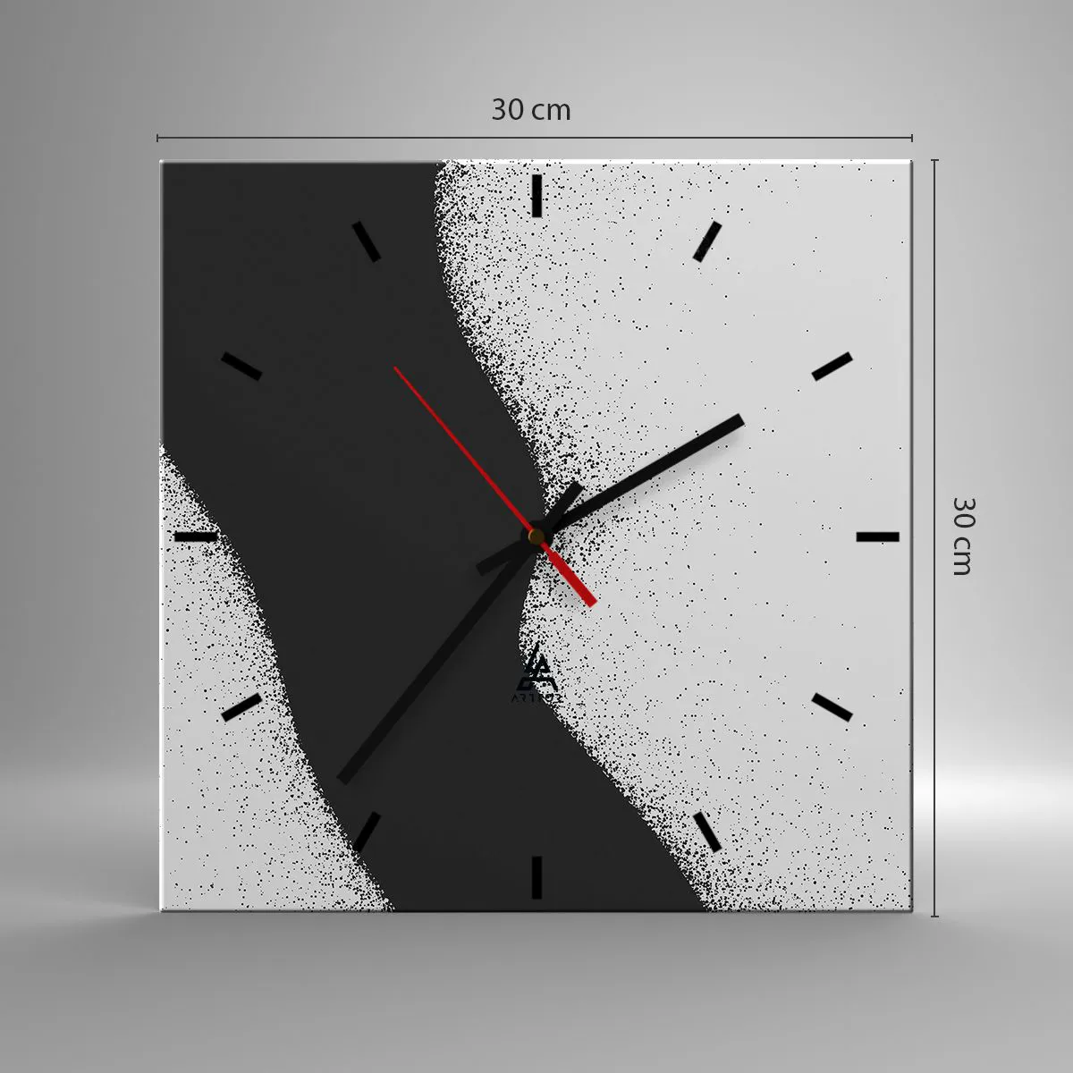 Ceas de perete - Ceas pe sticlă - Echilibru lichid - 30x30 cm