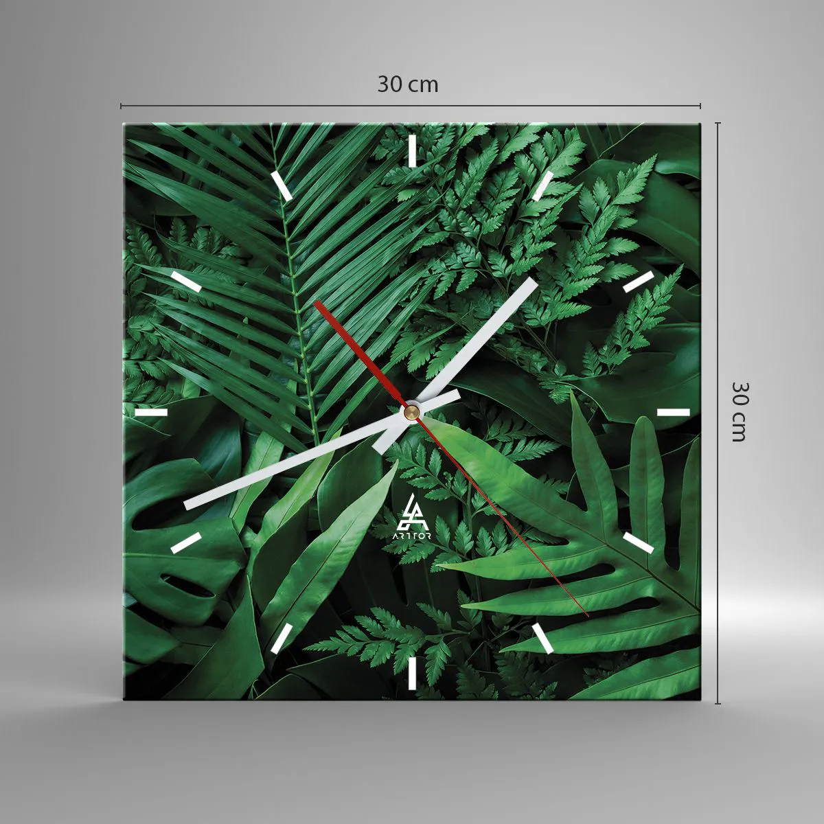 Wandklok - Klok - Ineengedoken in het groen - 30x30 cm