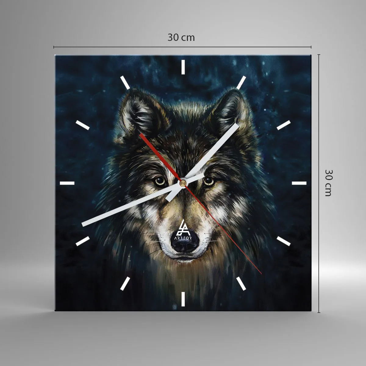 Ceas de perete - Ceas pe sticlă - Alfa? Și omega - 30x30 cm