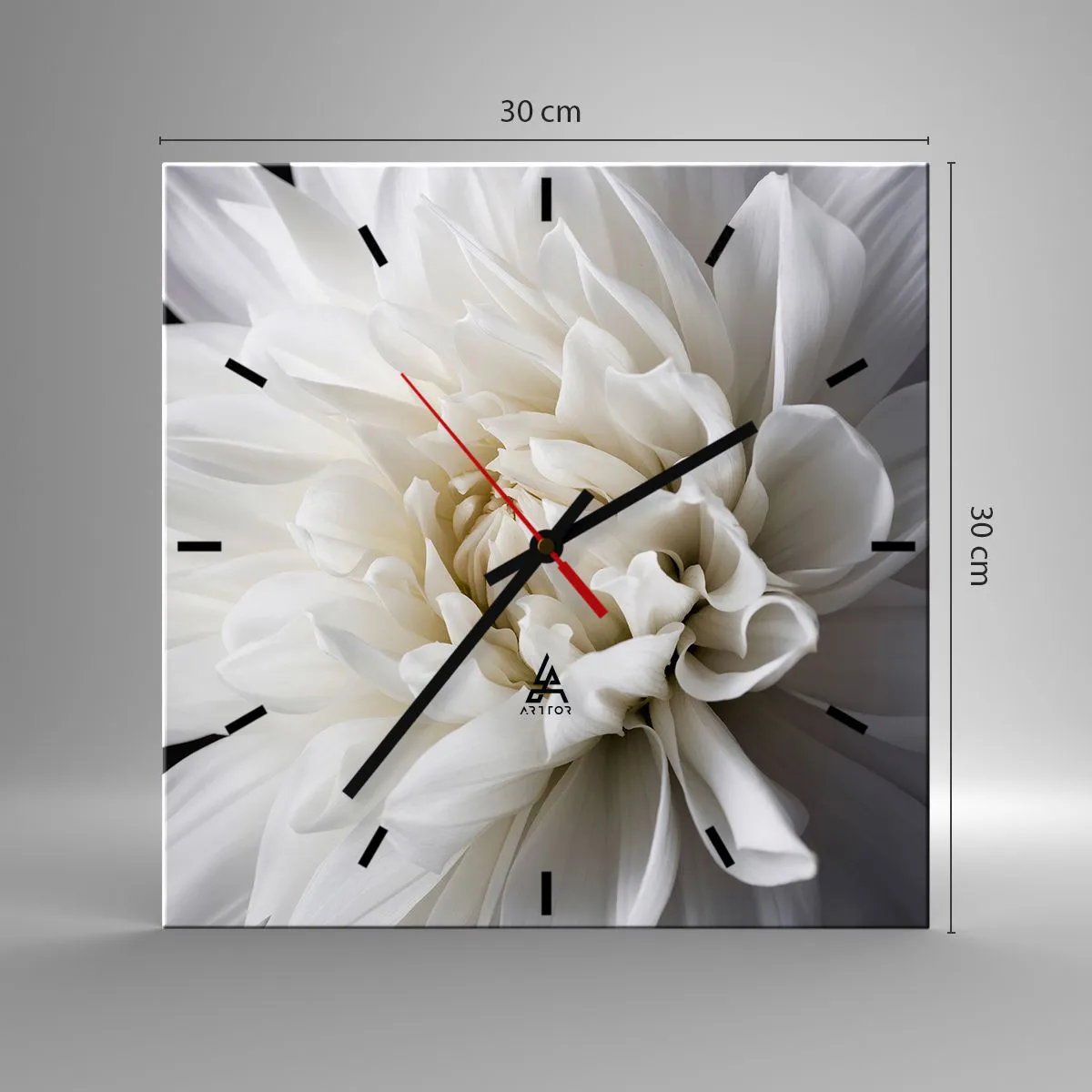Wall clock - Clock on glass - Bride's Morning - 30x30 cm