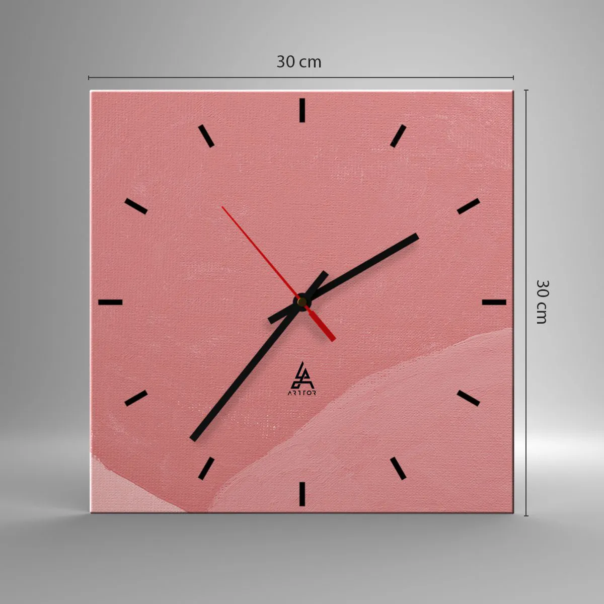 Wall clock - Clock on glass - Organic Composition In Pink - 30x30 cm