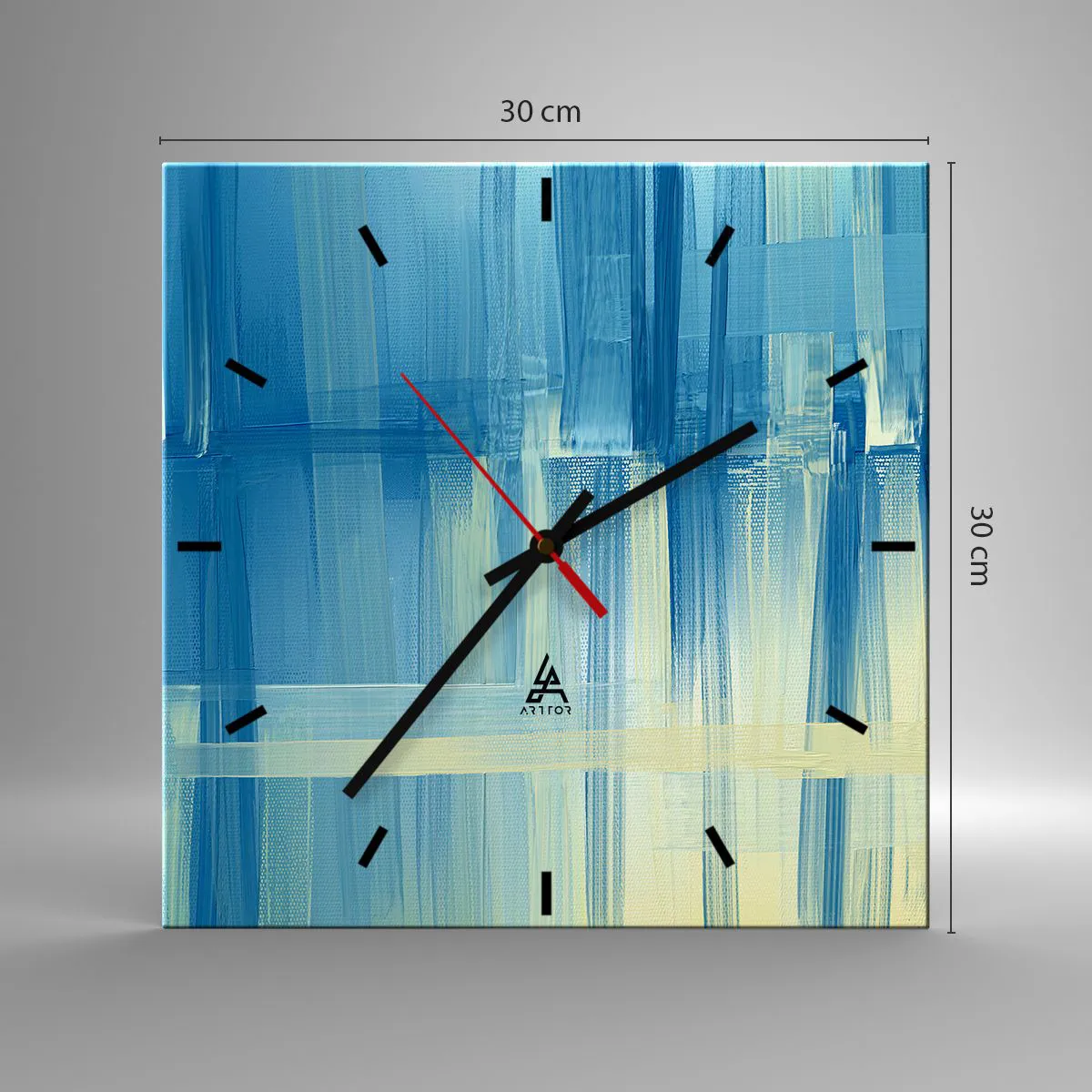 Relógio de parede - Relógio em vidro - Composição em turquesa - 30x30 cm