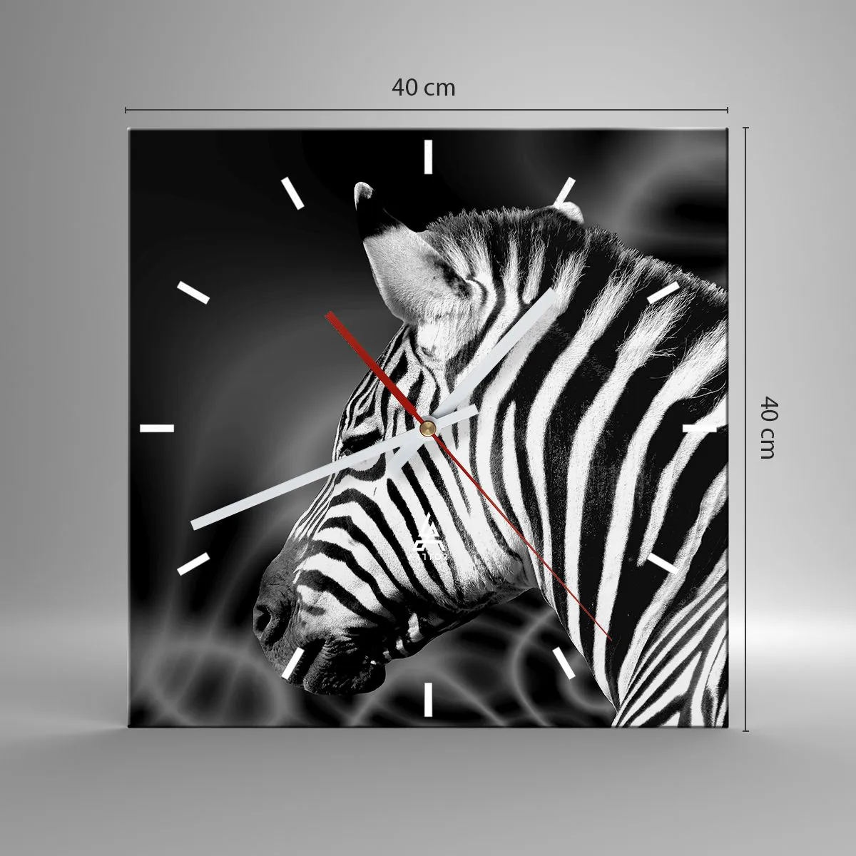 Reloj de pared - Reloj de vidrio - El blanco es blanco, el negro es negro - 40x40 cm