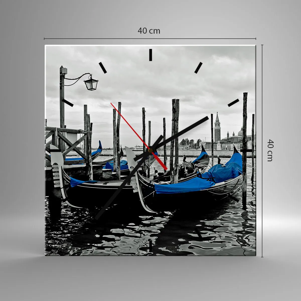 Ceas de perete - Ceas pe sticlă - Veneția stând pe gânduri - 40x40 cm