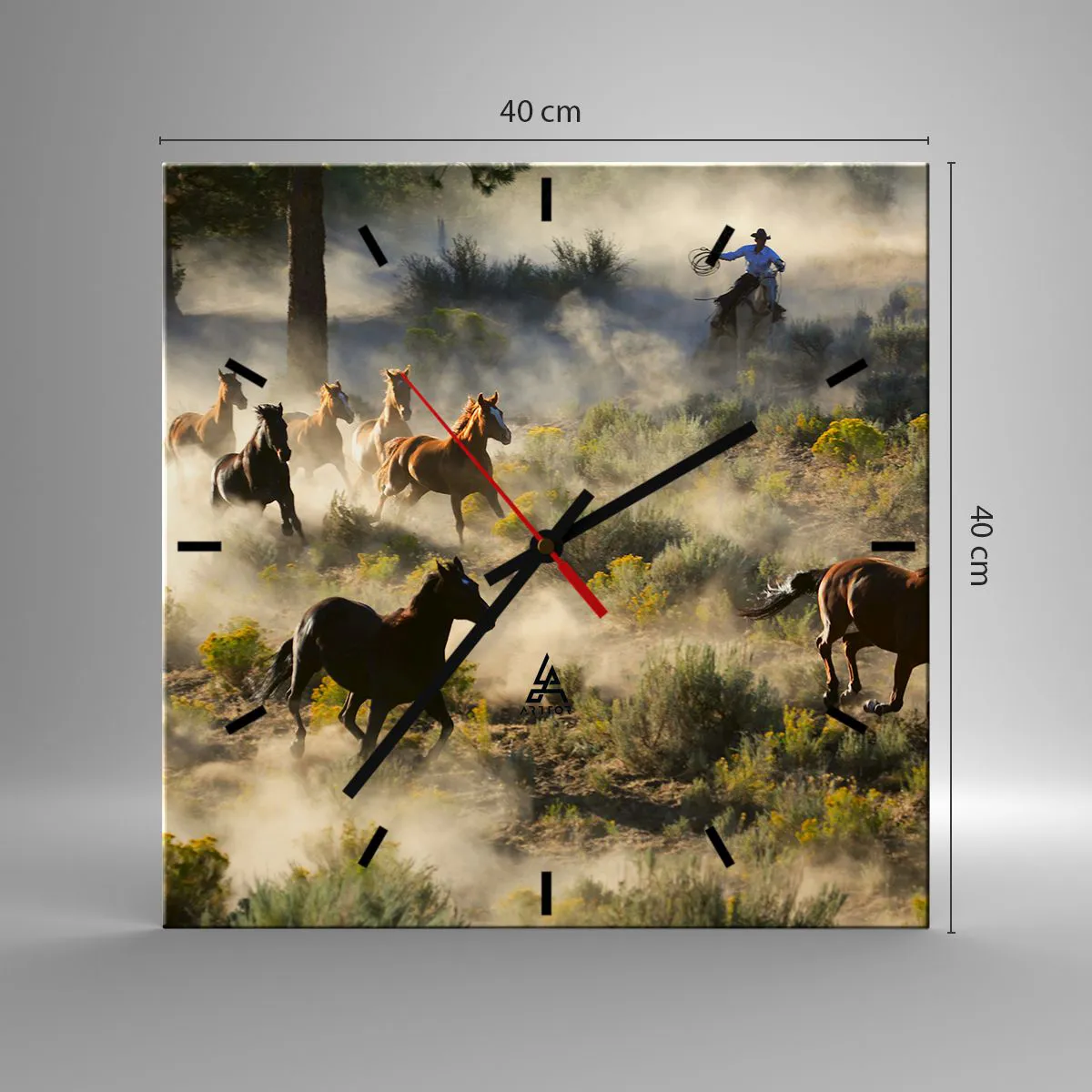 Ceas de perete - Ceas pe sticlă - Rivalitatea - libertate sau putere masculină? - 40x40 cm