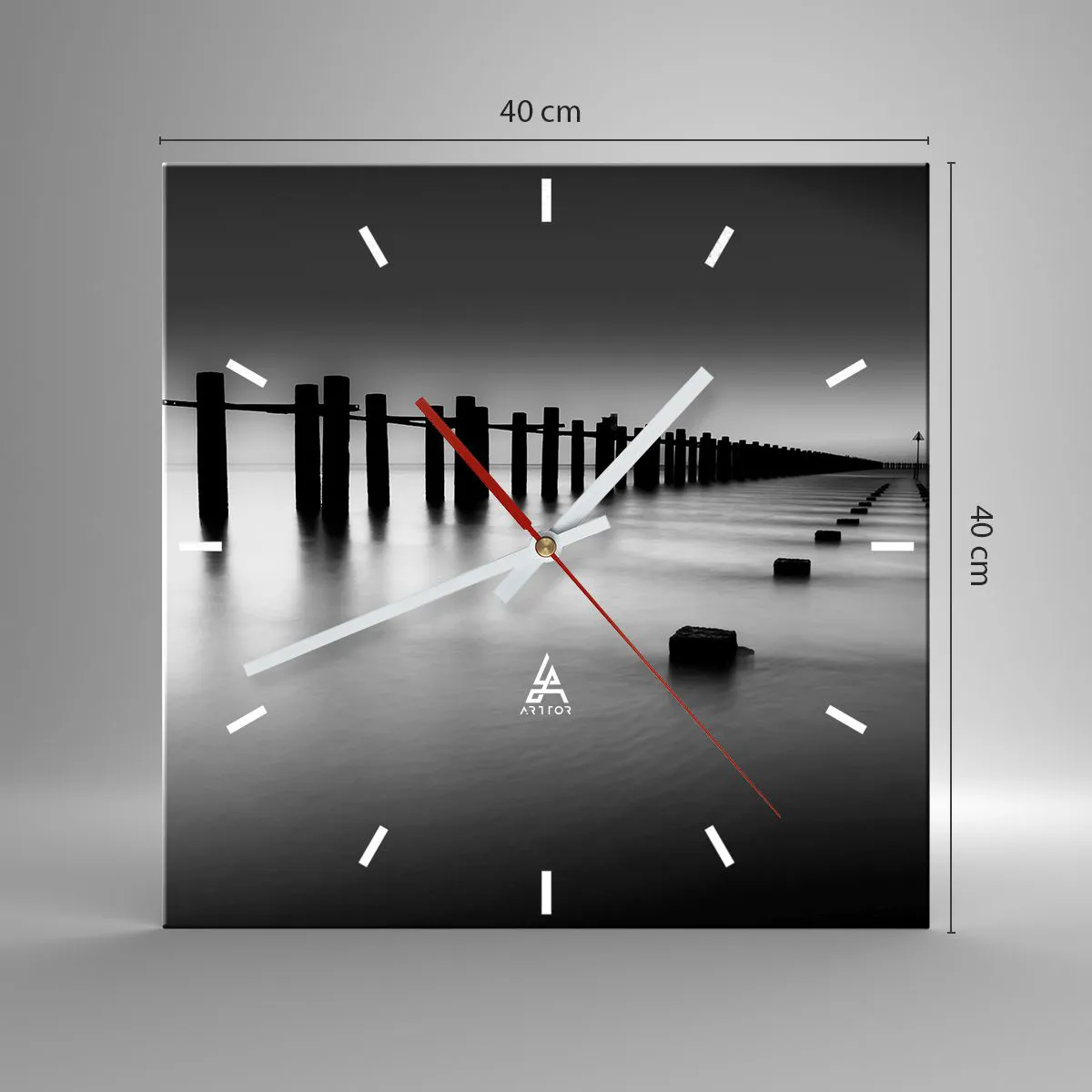 Ceas de perete - Ceas pe sticlă - În depărtare gri în ceață - 40x40 cm