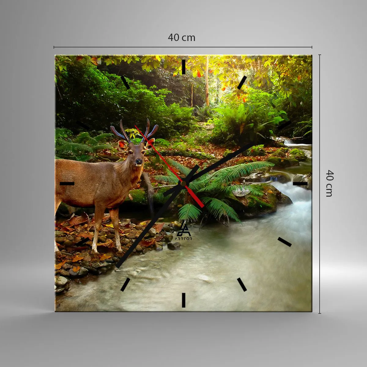 Ceas de perete - Ceas pe sticlă - Bun venit în lumea mea - 40x40 cm