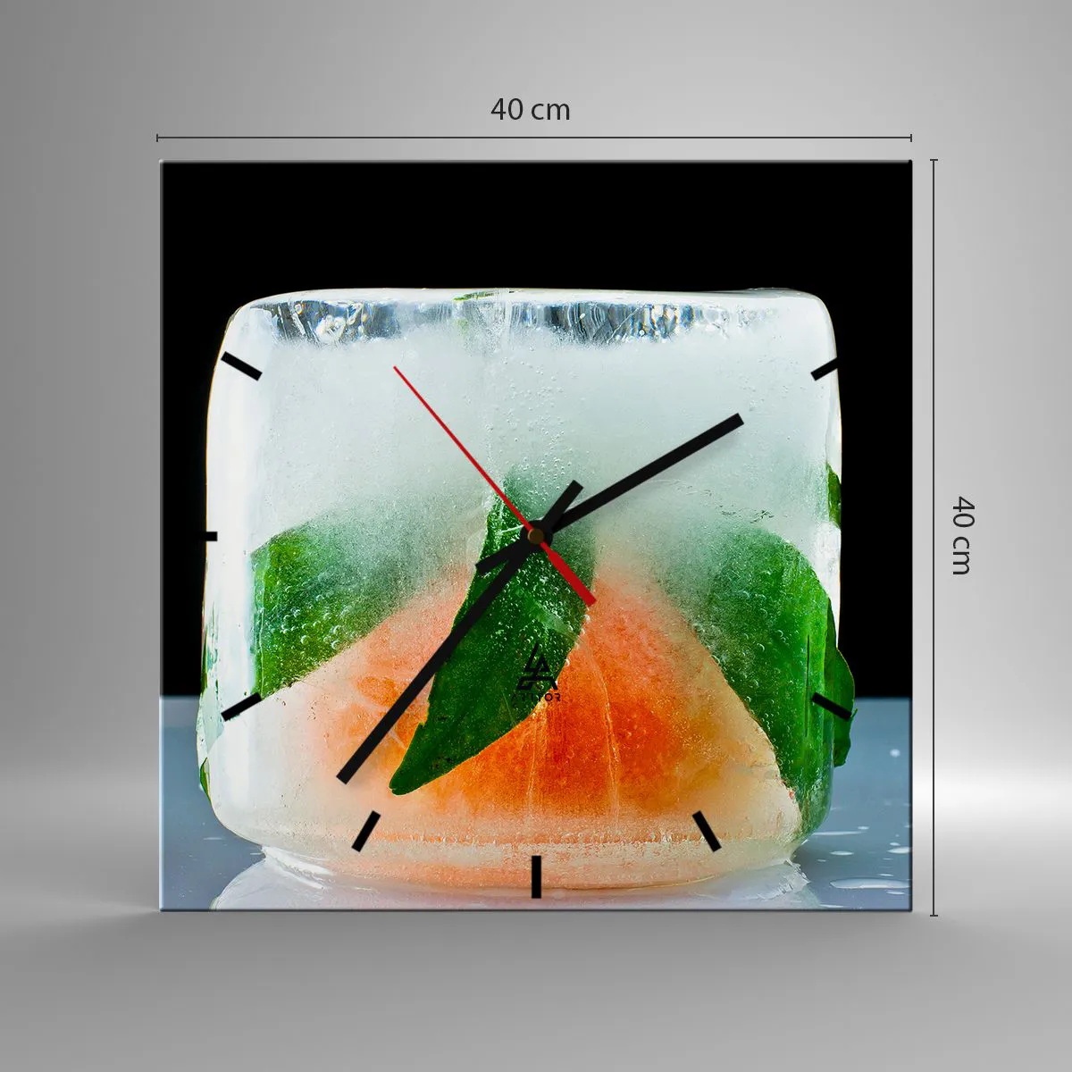 Relógio de parede - Relógio em vidro - Frescor e refresco - 40x40 cm