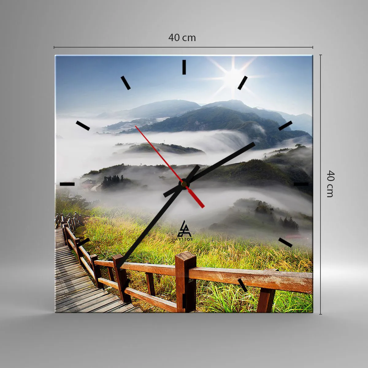 Wanduhr - Glasuhr - Gewebt aus Lichtschein und Nebel - 40x40 cm