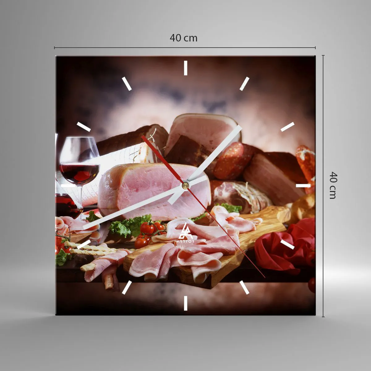 Relógio de parede - Relógio em vidro - Um sonho culinário com uma jarra - 40x40 cm