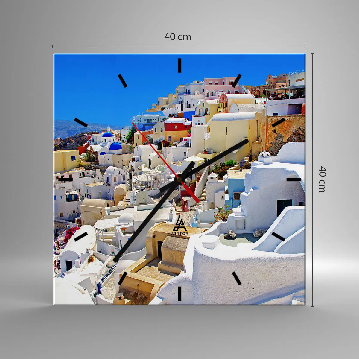 Relógio de parede - Relógio em vidro - O sonho de um verão grego - 40x40 cm