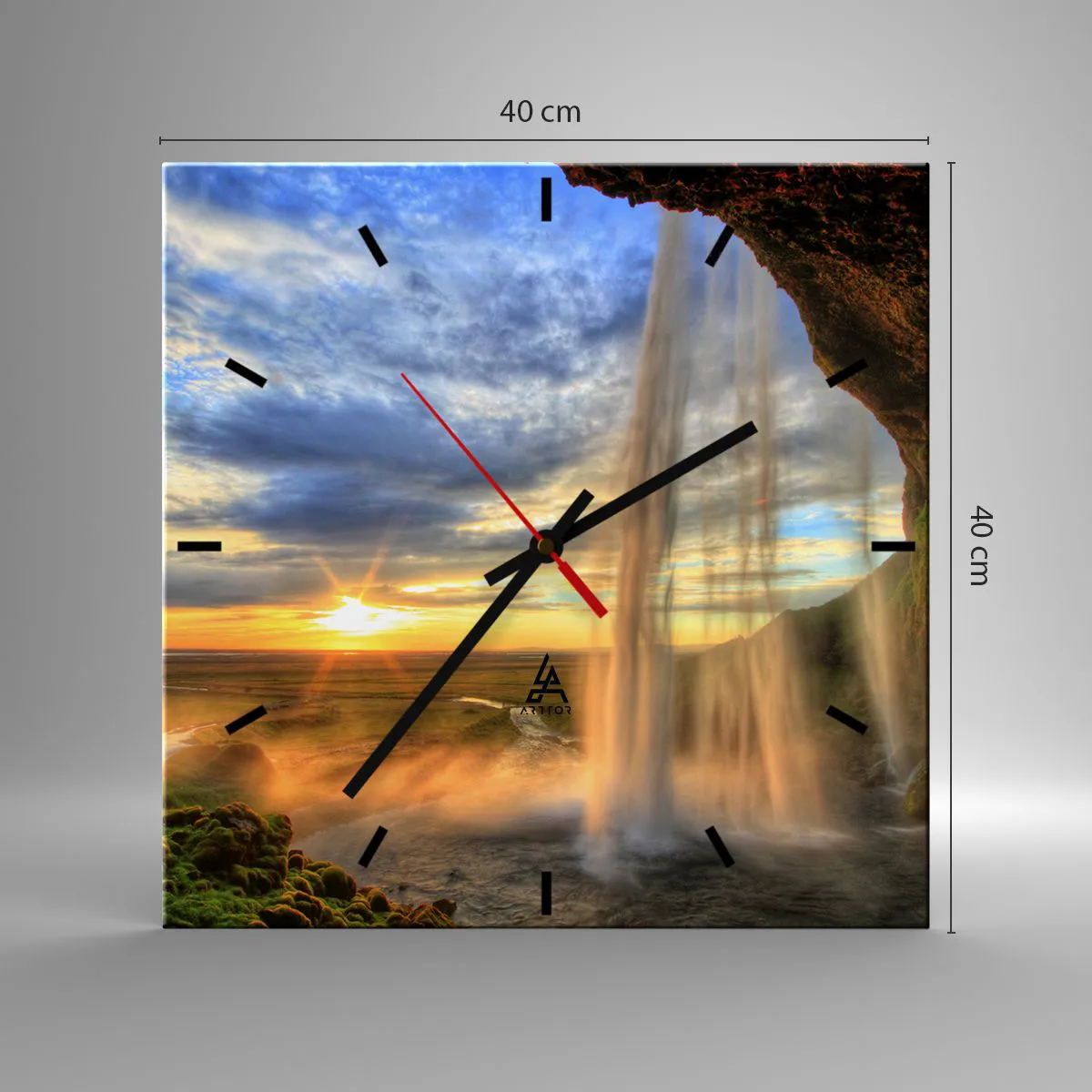 Wanduhr - Glasuhr - Die Welt hinter einem Schleier aus Tropfen - 40x40 cm