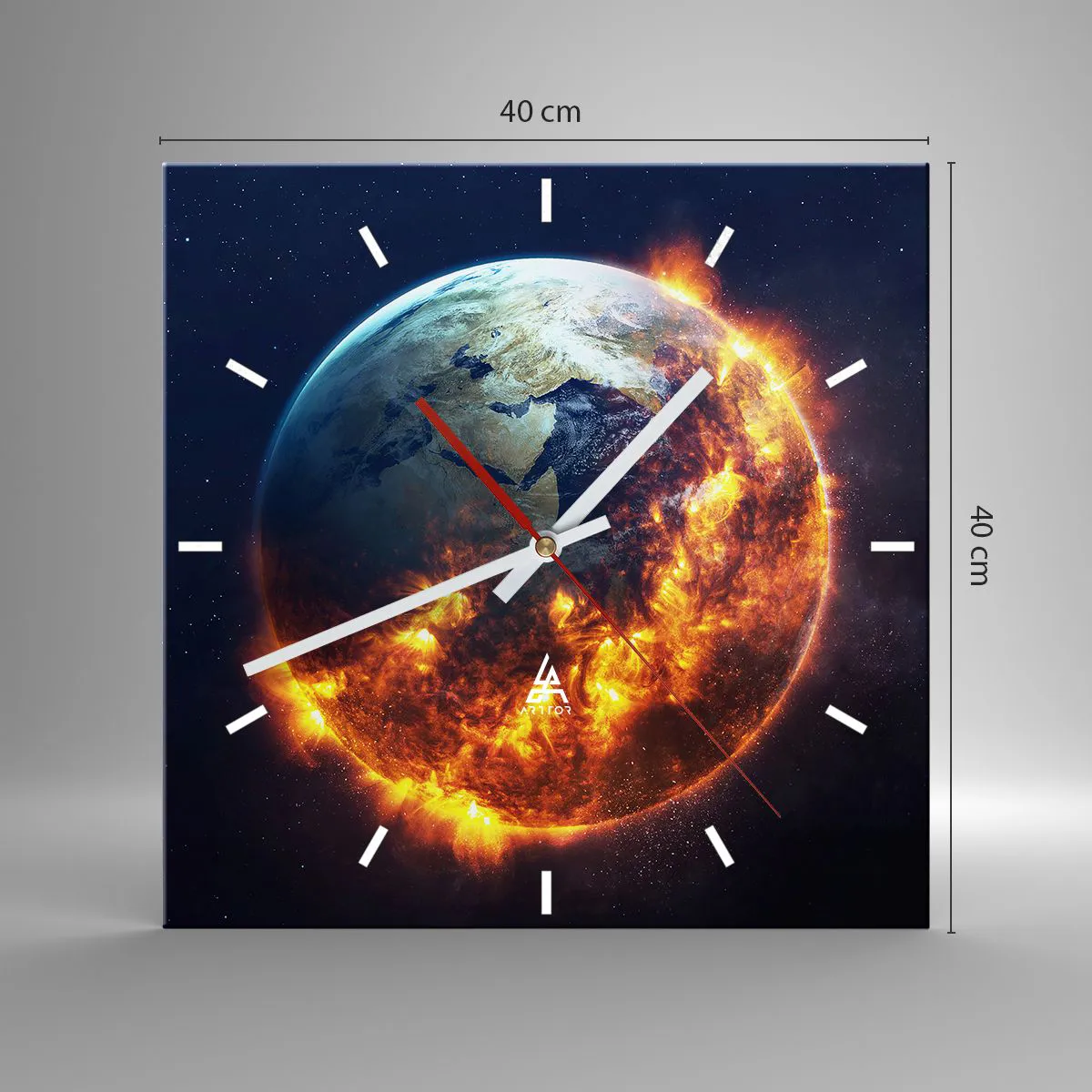 Ceas de perete - Ceas pe sticlă - Flacăra apocalipsei - 40x40 cm