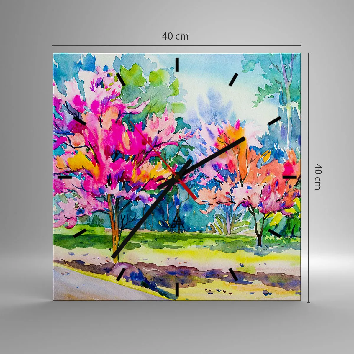 Horloge murale - Pendule murale - Jardin arc-en-ciel à la lumière du printemps - 40x40 cm