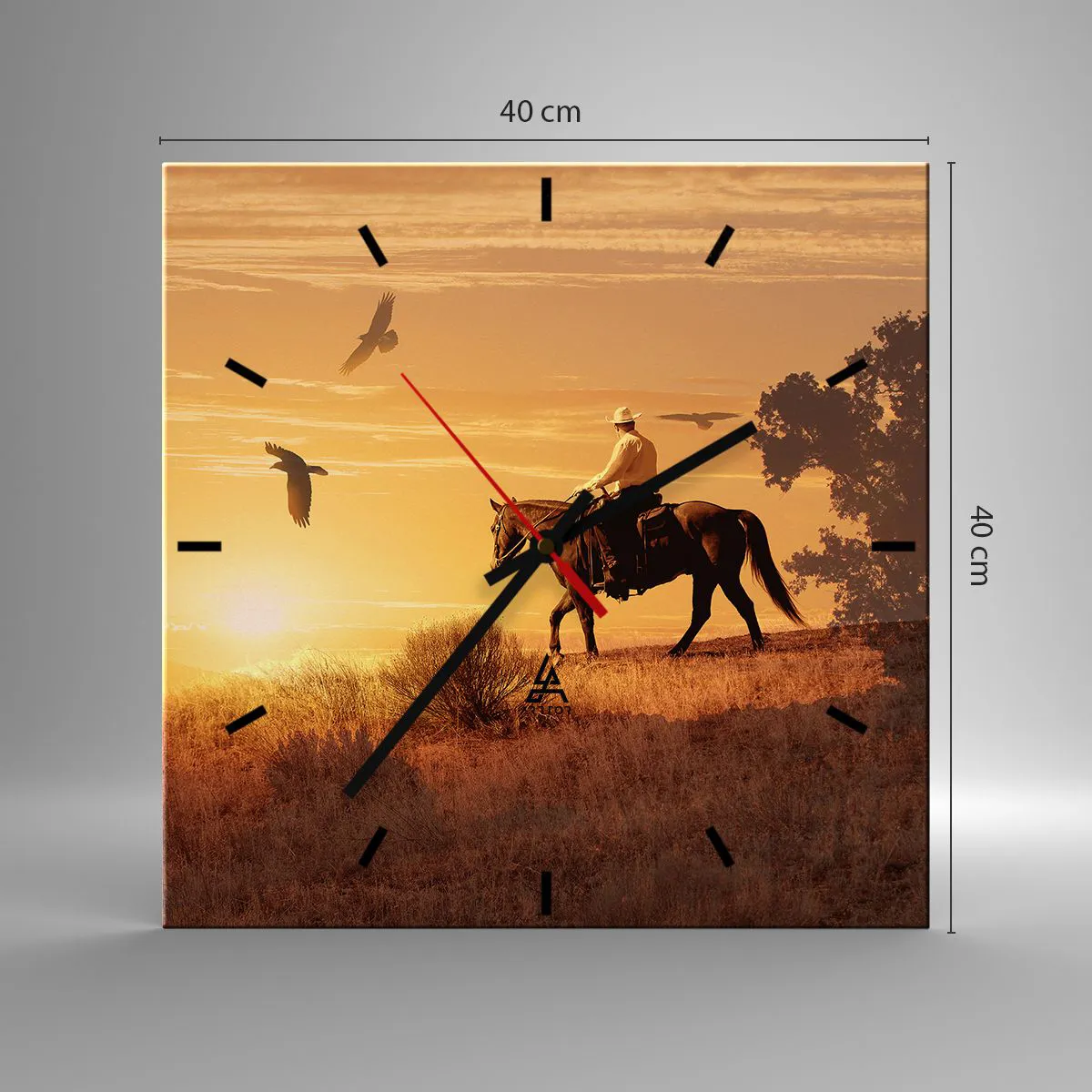 Relógio de parede - Relógio em vidro - Sozinho em toda a pradaria - 40x40 cm