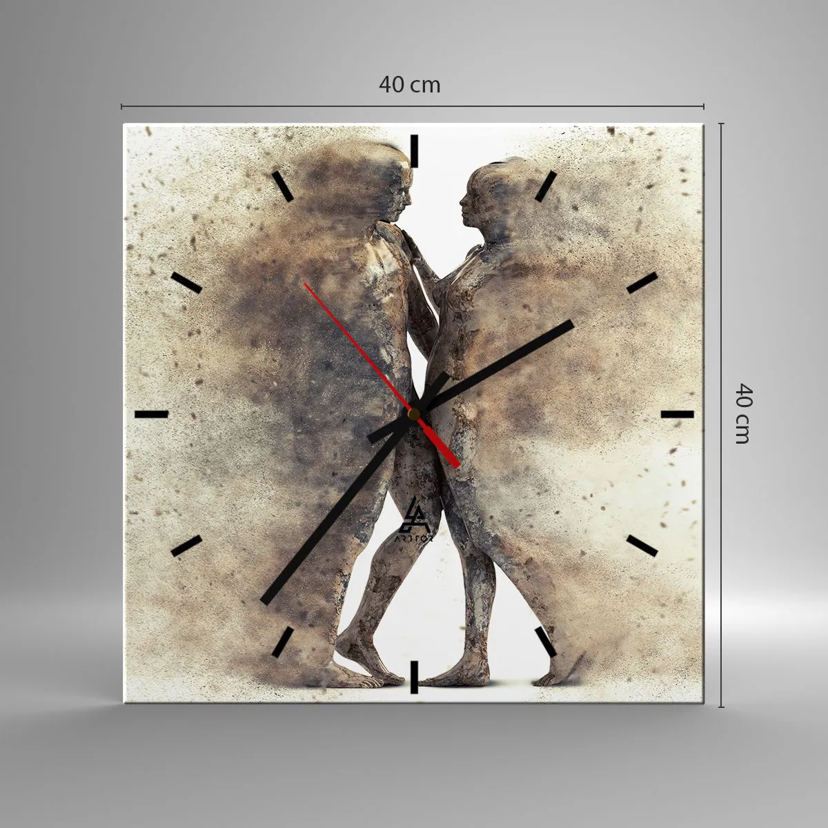 Väggklocka - Klocka på glas - Uppstådda ur aska för att älska - 40x40 cm