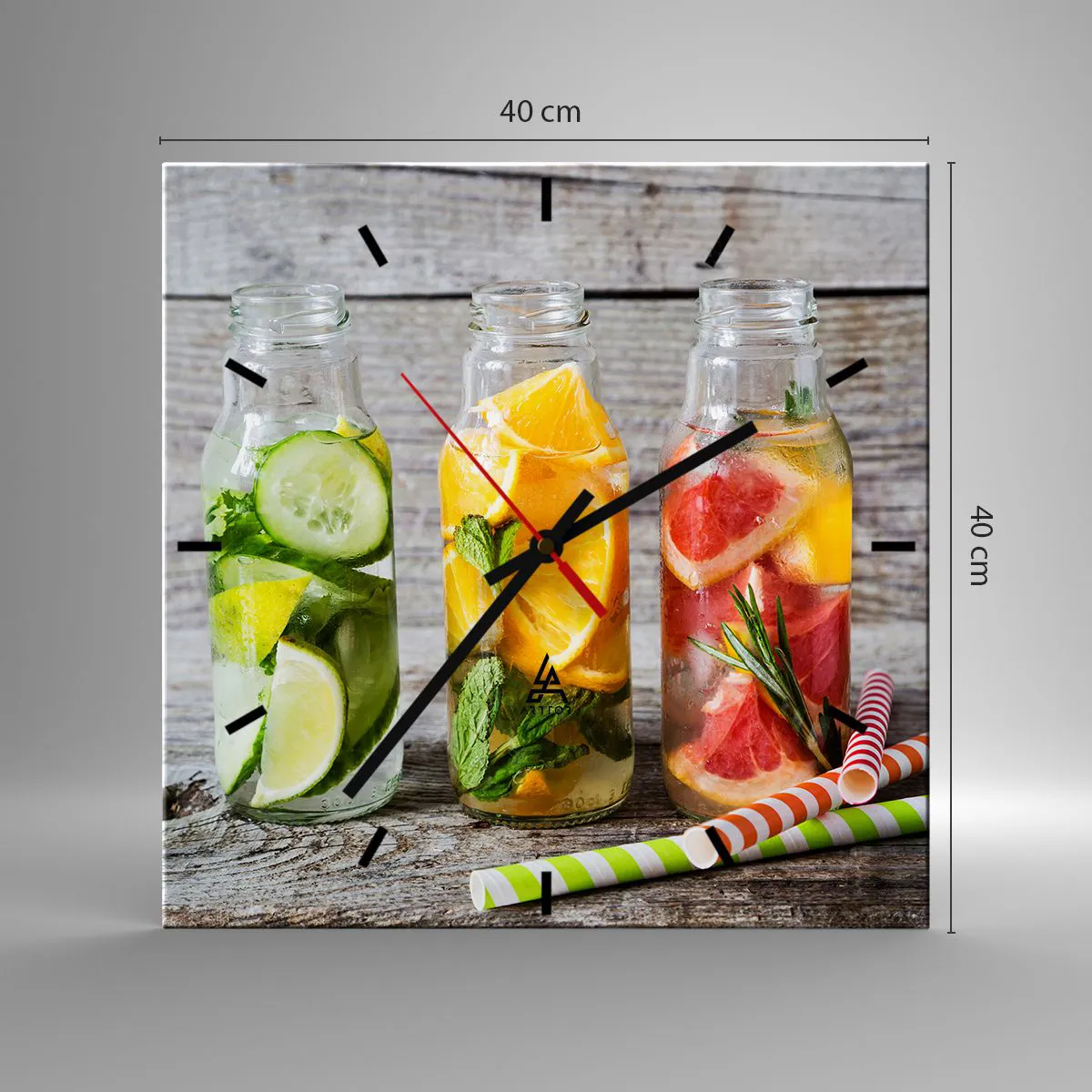 Ceas de perete - Ceas pe sticlă - Sănătoase prin natura - 40x40 cm