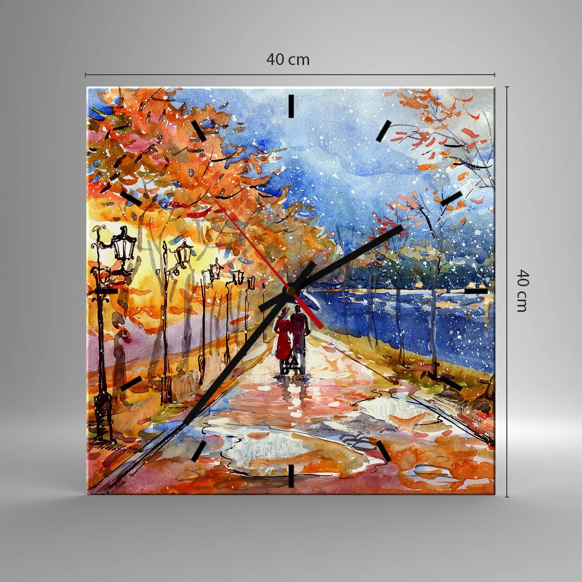 Ceas de perete - Ceas pe sticlă - Împreună până la limita de timp - 40x40 cm