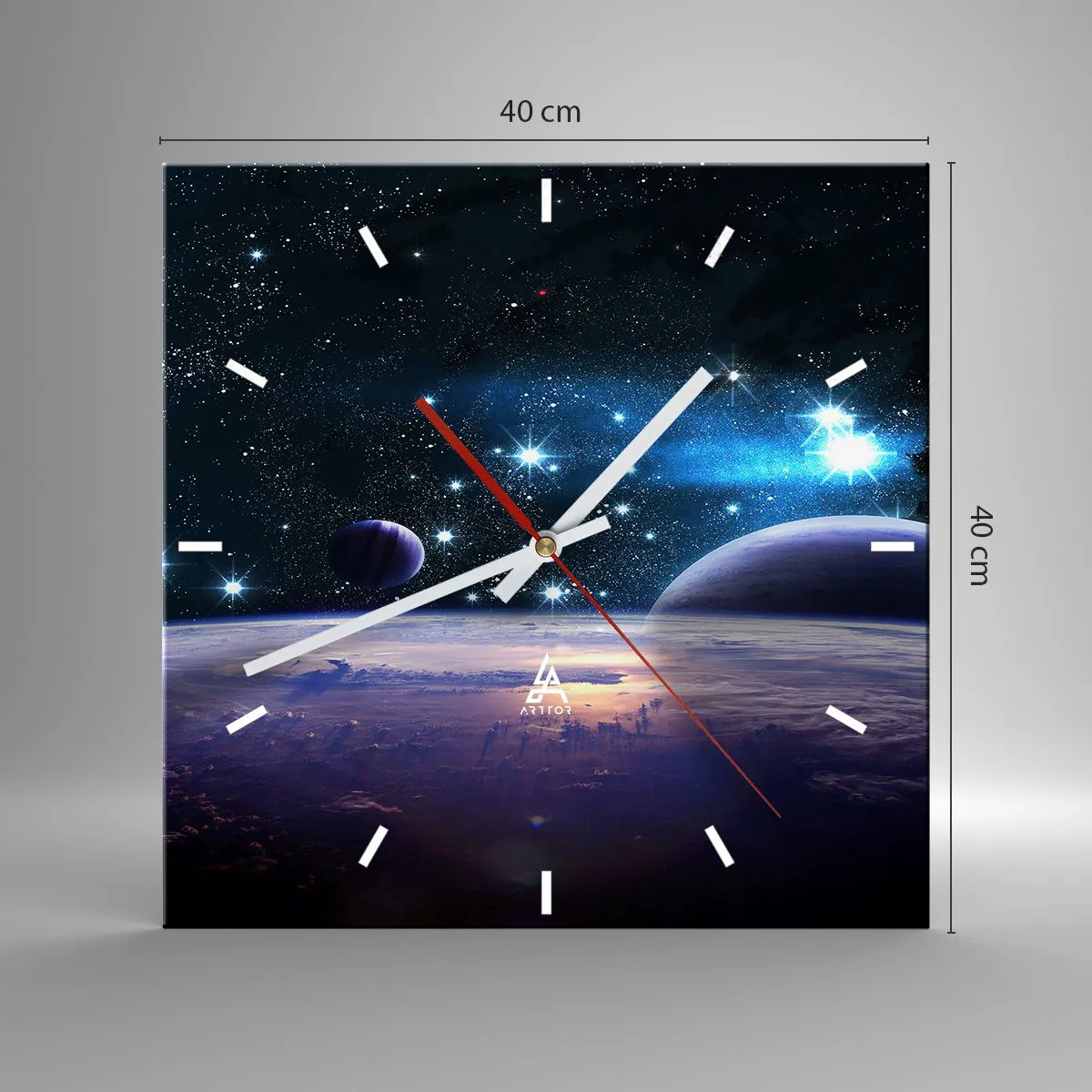 Wanduhr - Glasuhr - Noch allein? - 40x40 cm