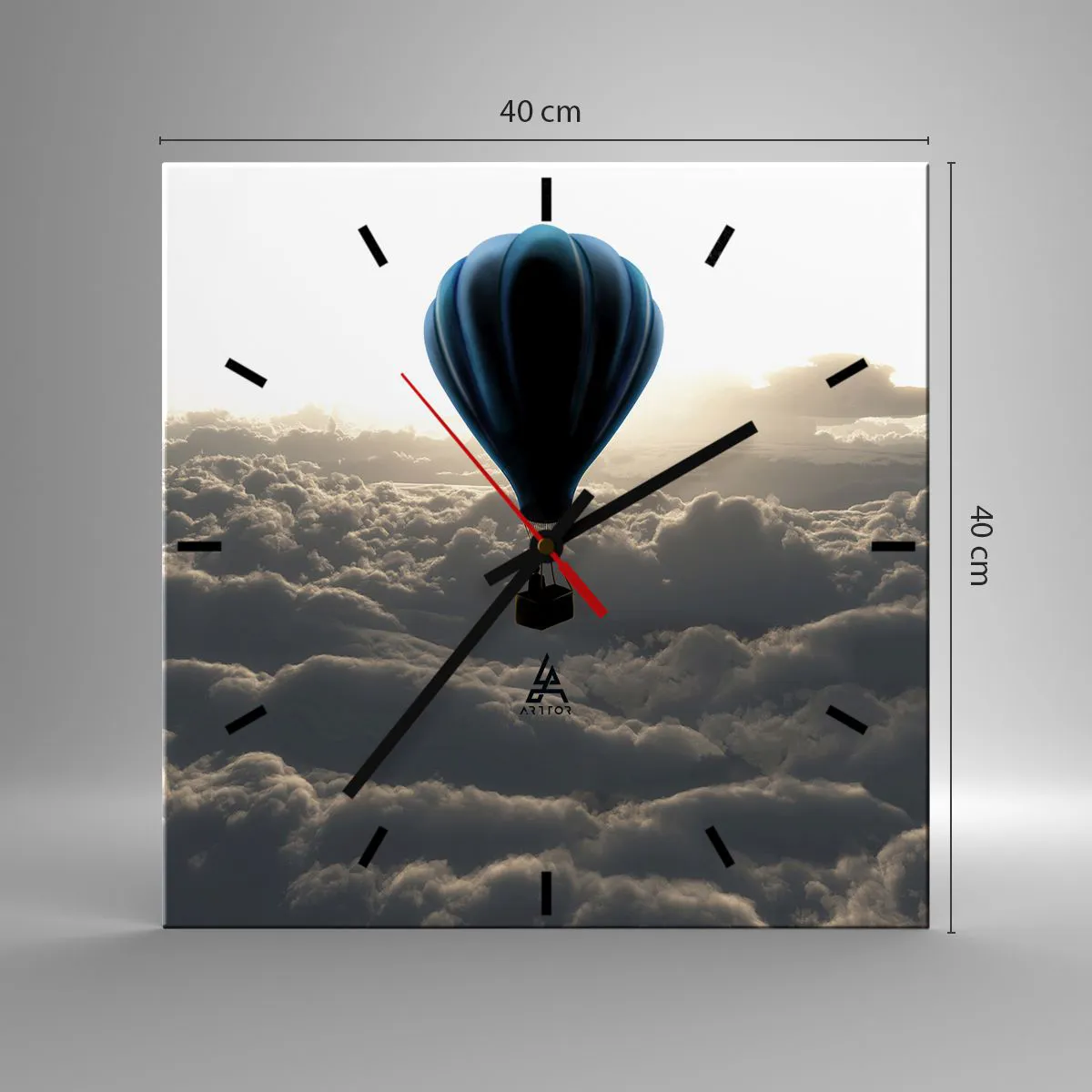 Wanduhr - Glasuhr - Ein Wanderer über den Wolken - 40x40 cm