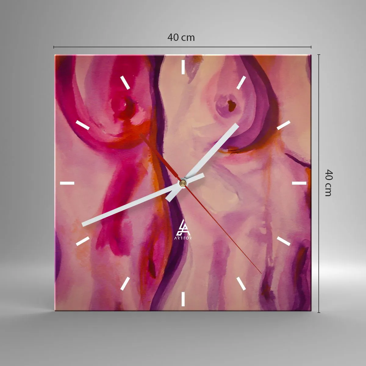 Wanduhr - Glasuhr - Ode an die Weiblichkeit - 40x40 cm