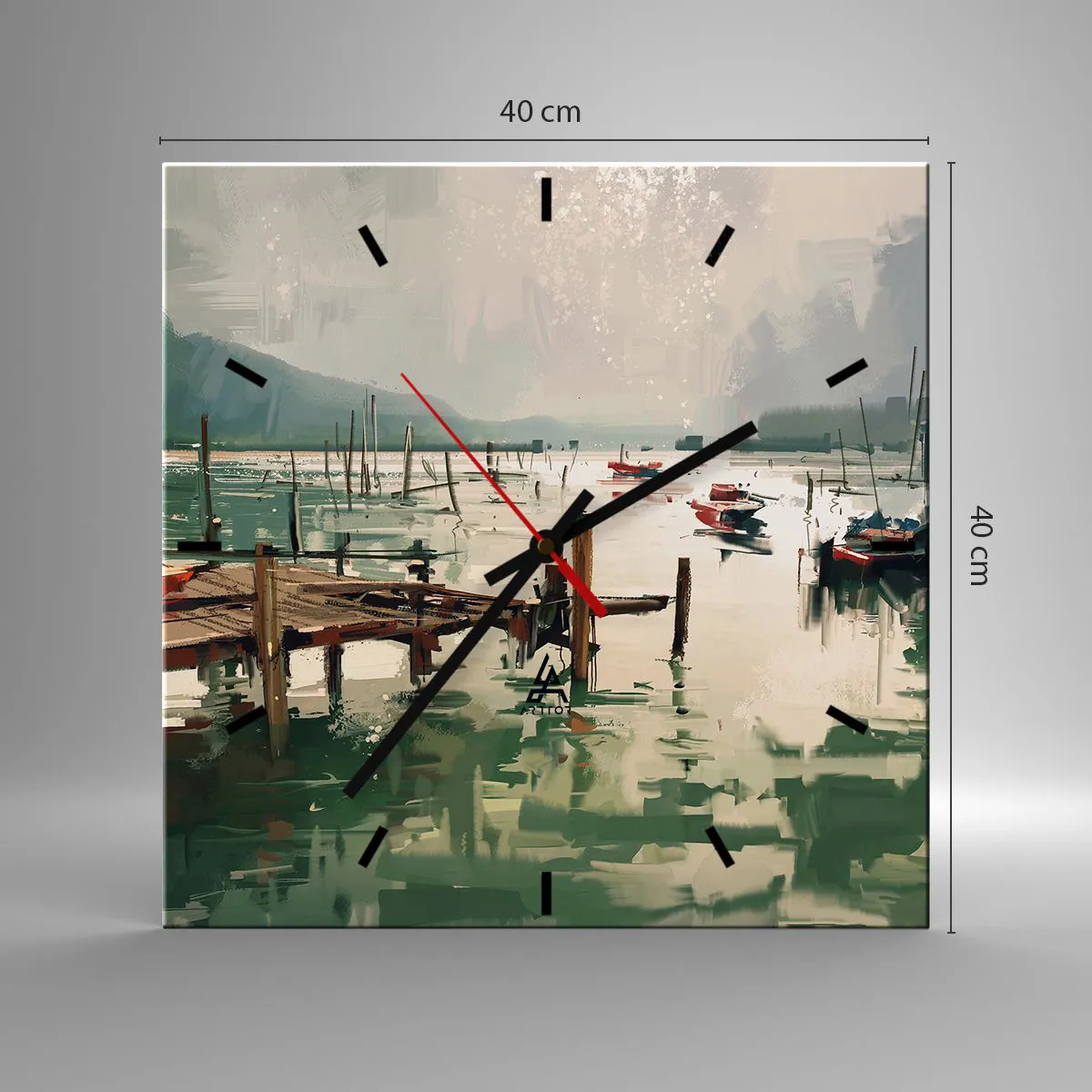 Relógio de parede - Relógio em vidro - Mergulhado na lua derretida - 40x40 cm