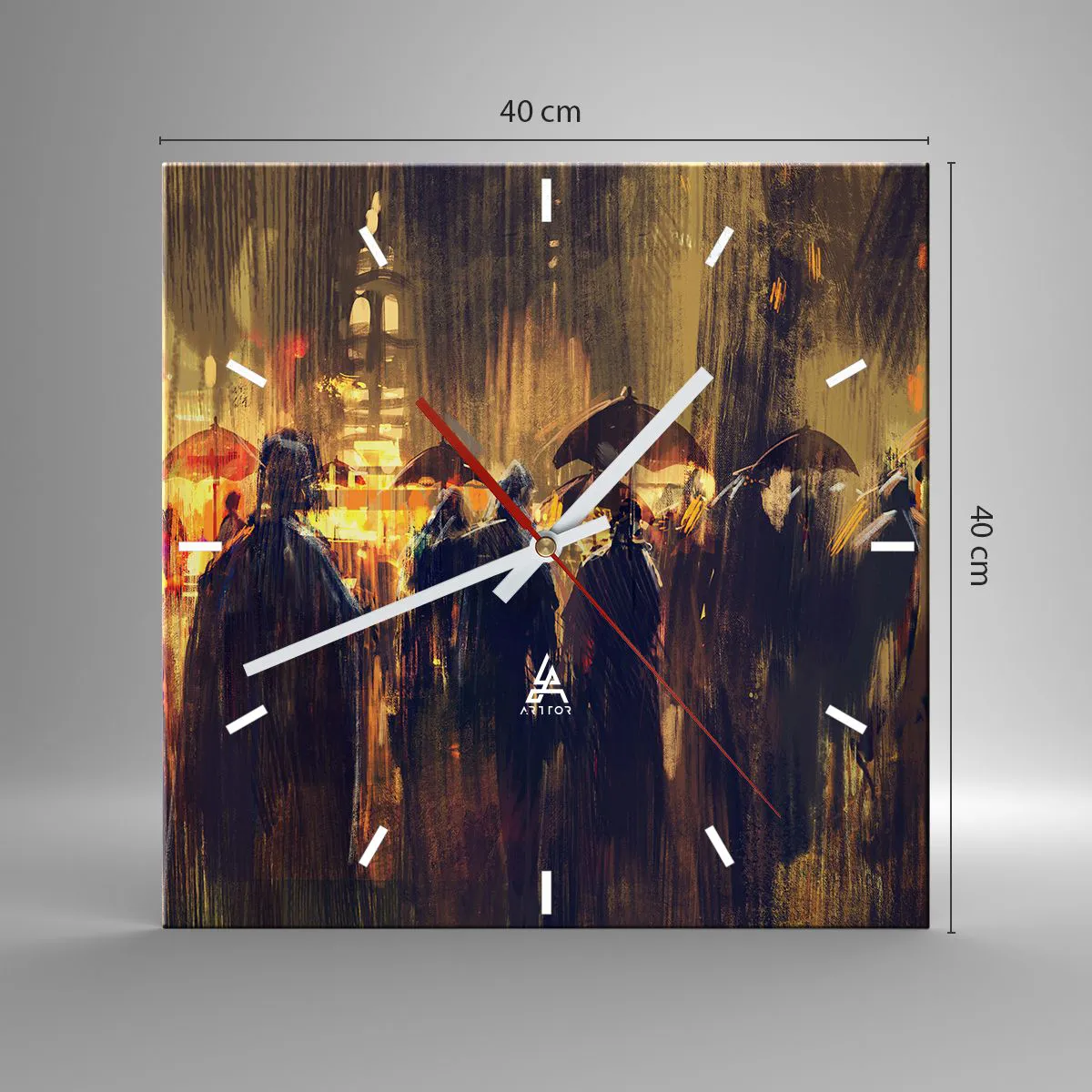 Wanduhr - Glasuhr - Anhänger des Regens - 40x40 cm