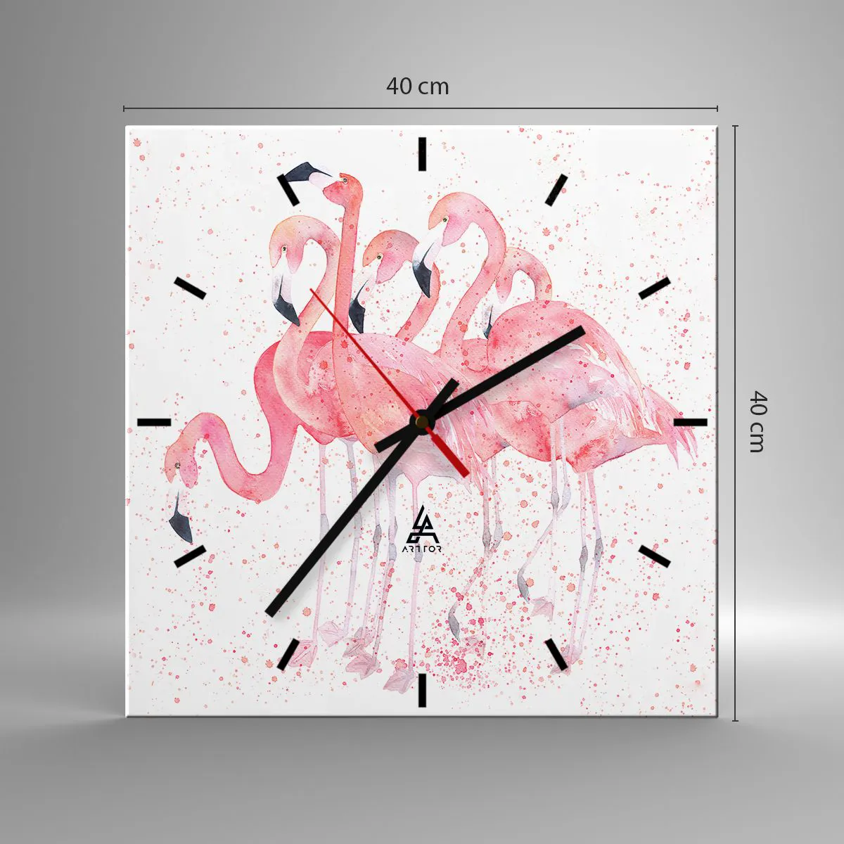 Nástenné hodiny - Ružový ansámbl - 40x40 cm