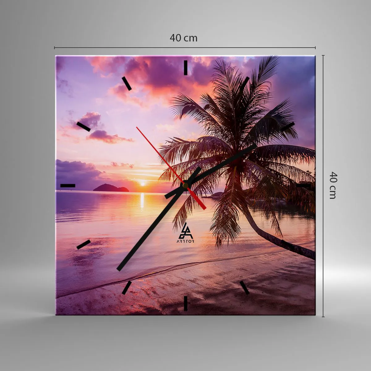 Ceas de perete - Ceas pe sticlă - Euforie până la orizont - 40x40 cm