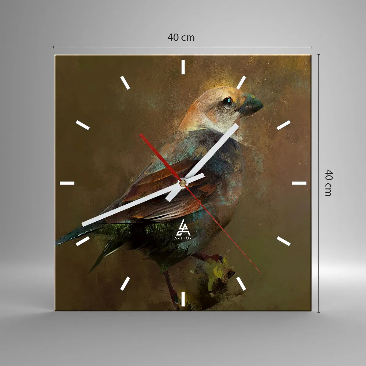 Orologio da parete - Orologio in Vetro - Passerotto, piccolo uccellino - 40x40 cm