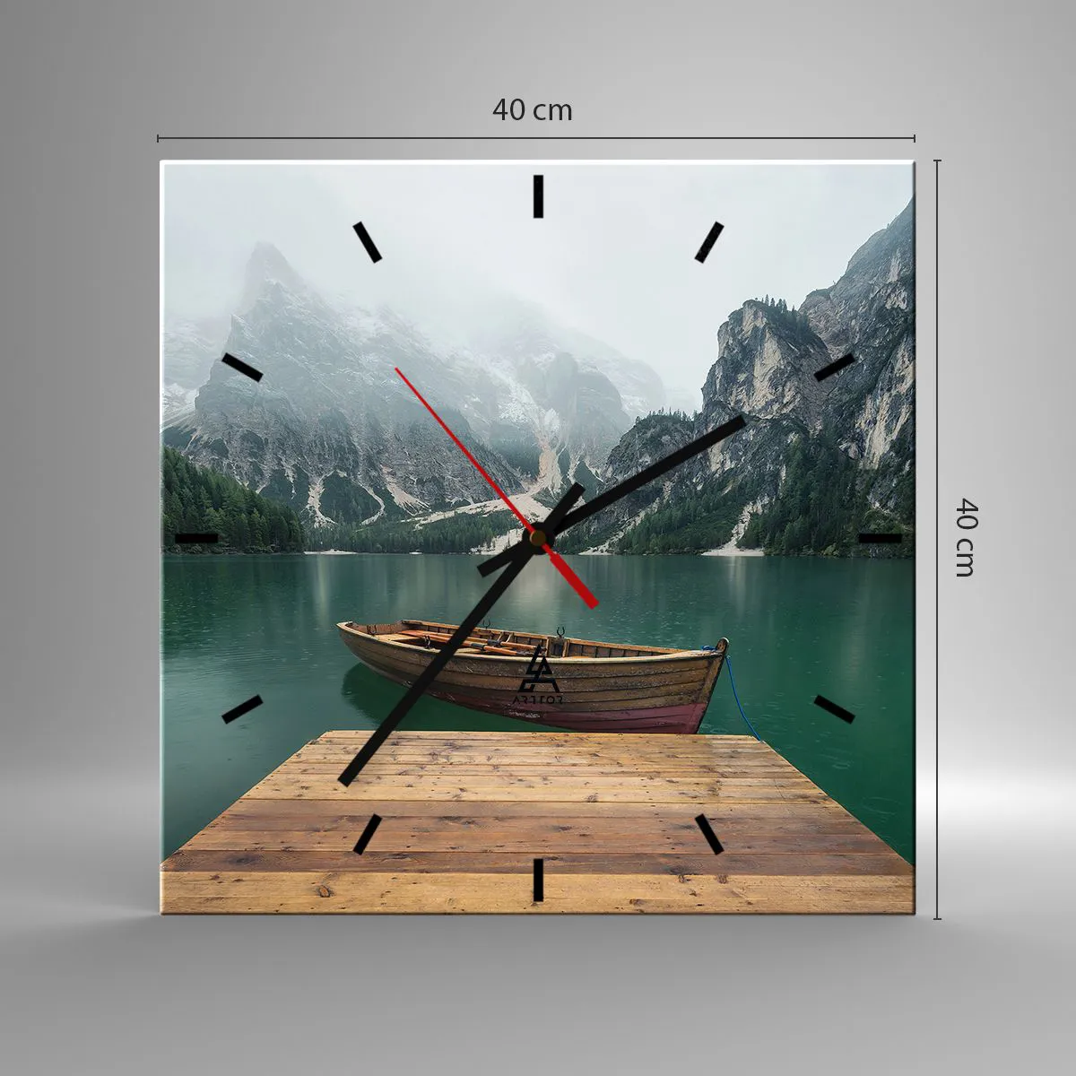 Wall clock - Clock on glass - Boat Found Solitude - 40x40 cm