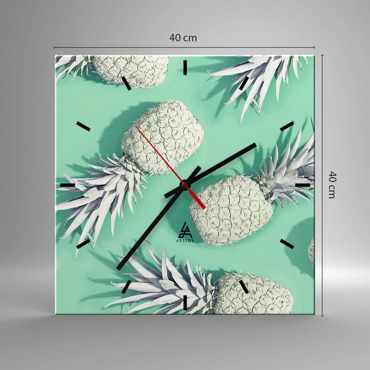 Relógio de parede - Relógio em vidro - Vão muito bem com a hortelã - 40x40 cm