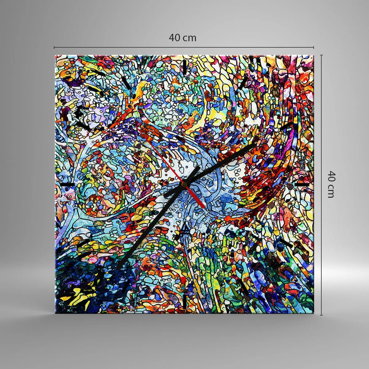 Reloj de pared - Reloj de vidrio - Vidriera - 40x40 cm