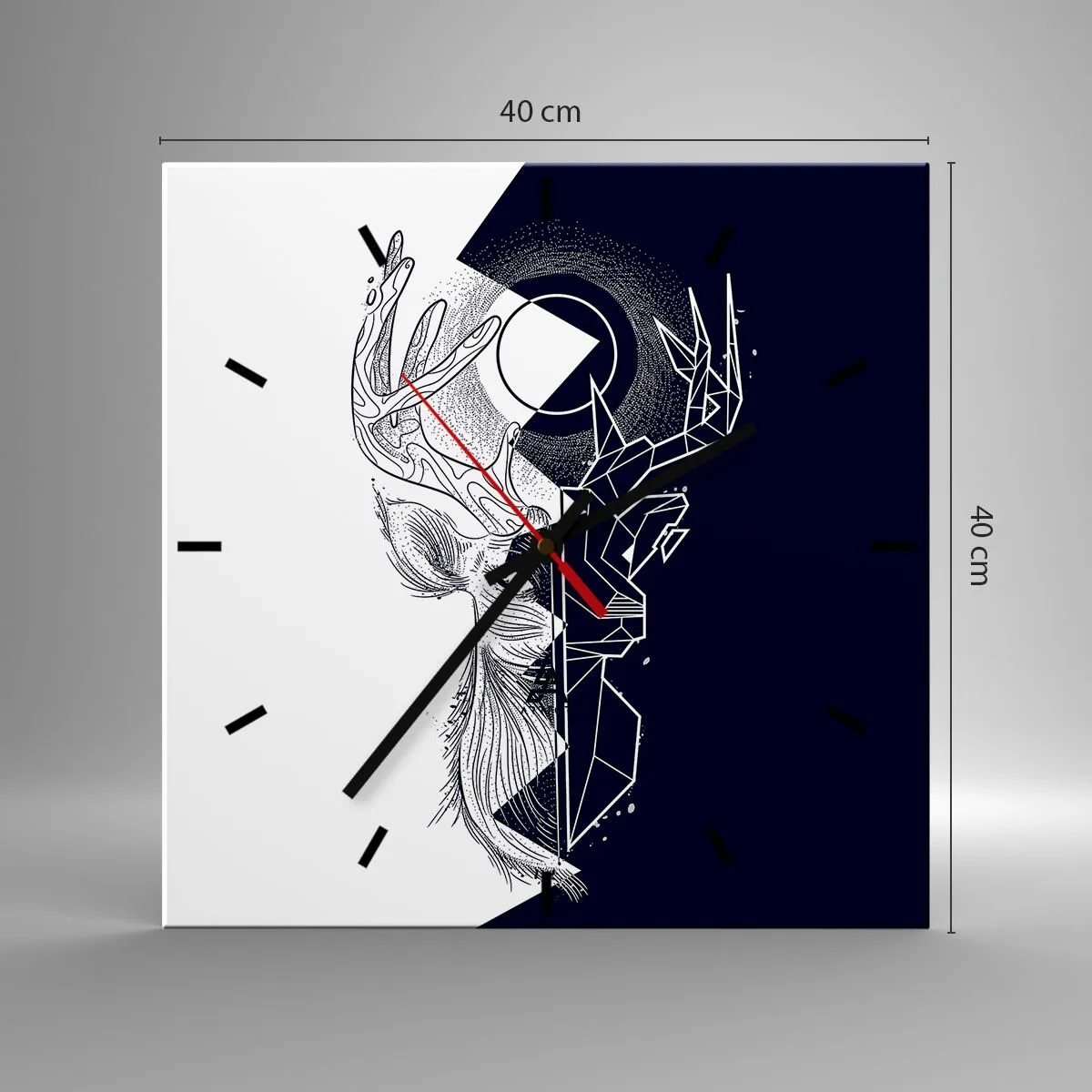 Orologio da parete - Orologio in Vetro - Lotta e unità degli opposti - 40x40 cm