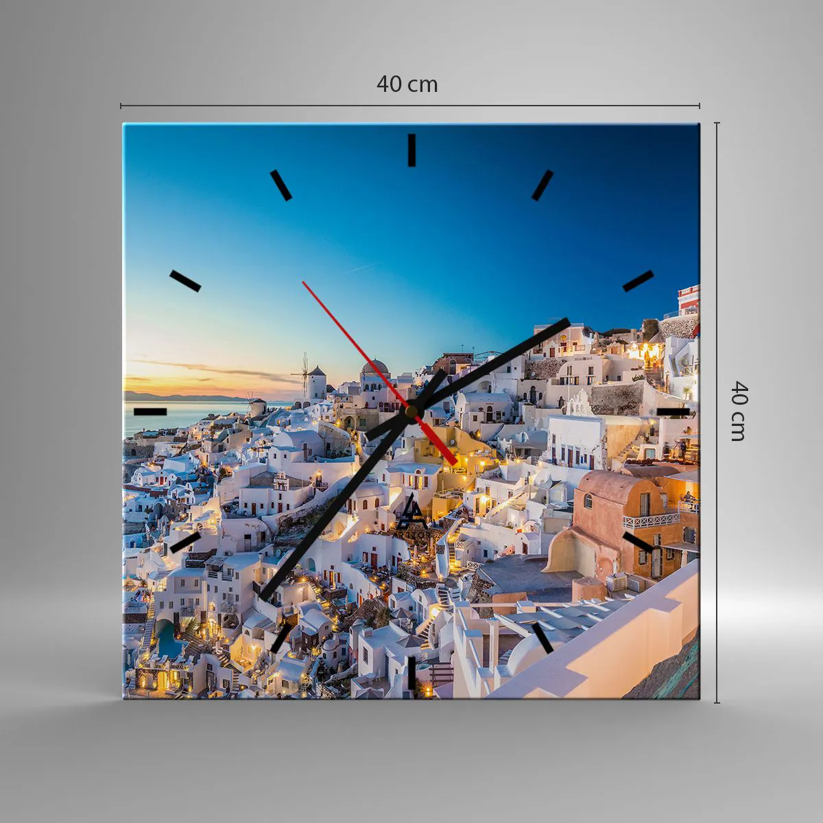 Wanduhr - Glasuhr - Die Essenz des Griechischen - 40x40 cm