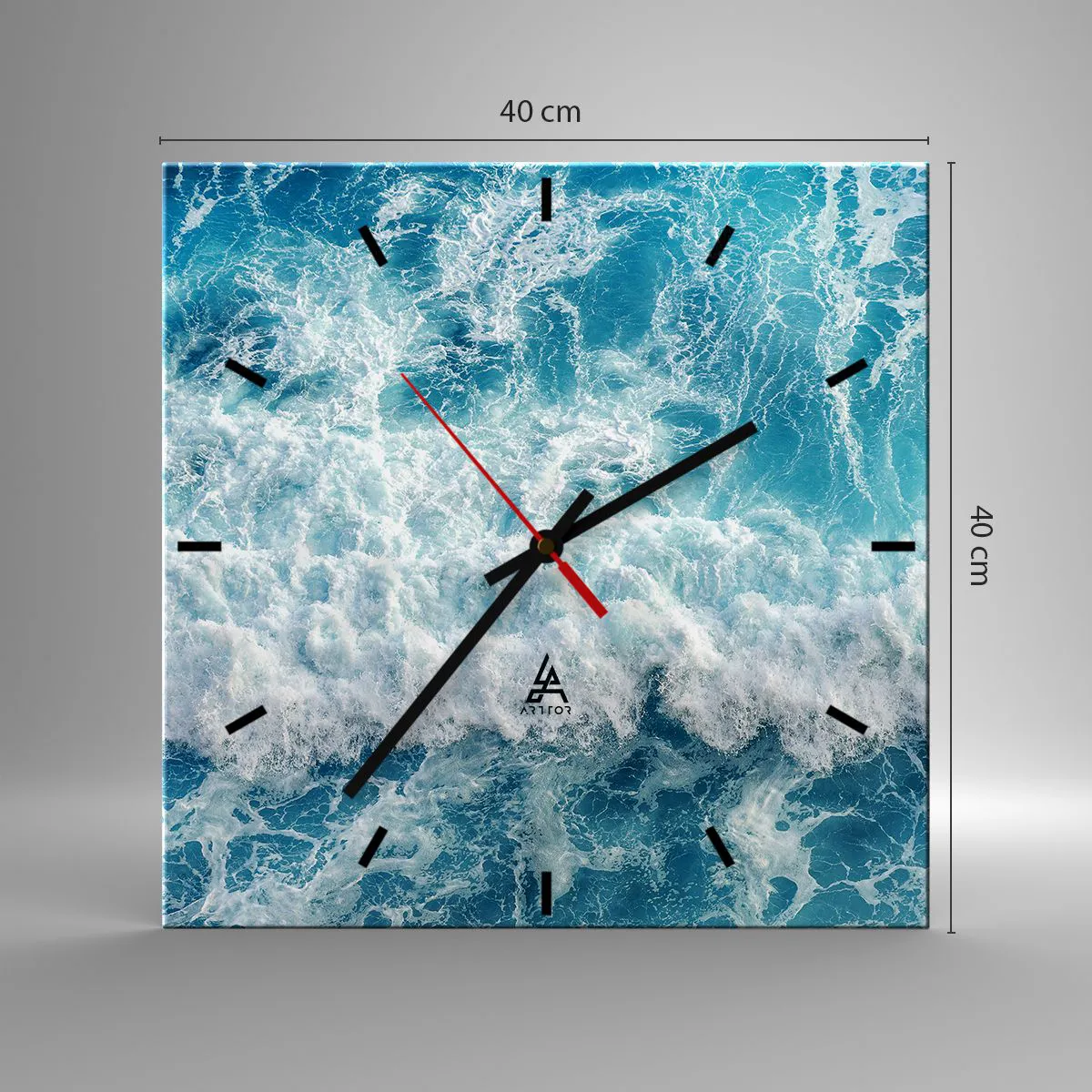 Reloj de pared - Reloj de vidrio - Alegre y con mucho brío - 40x40 cm