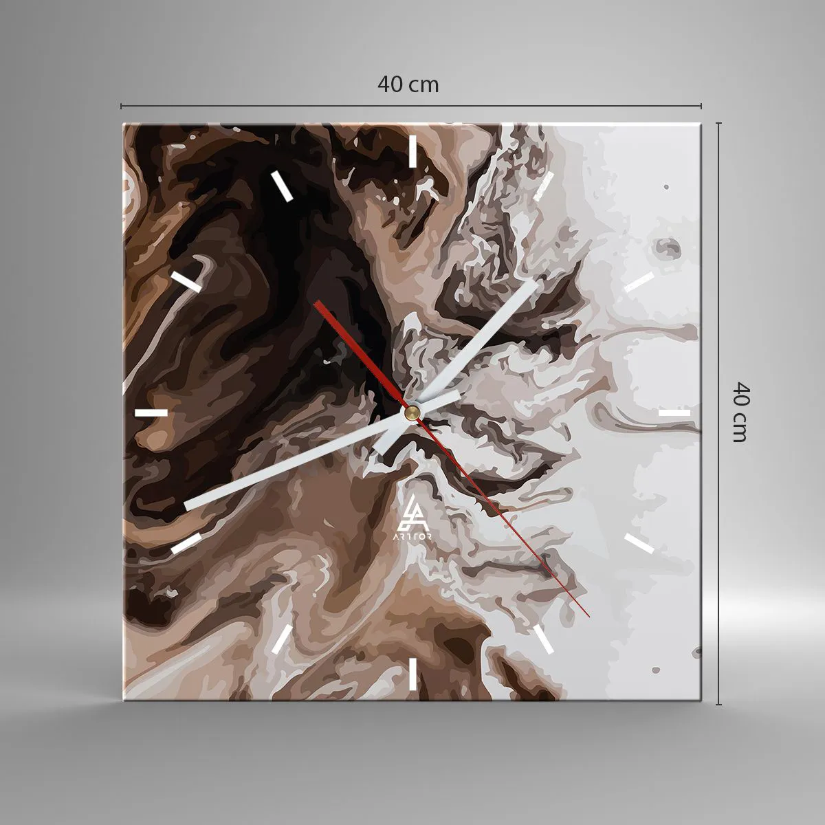 Ceas de perete - Ceas pe sticlă - Cadrilul culorilor - 40x40 cm